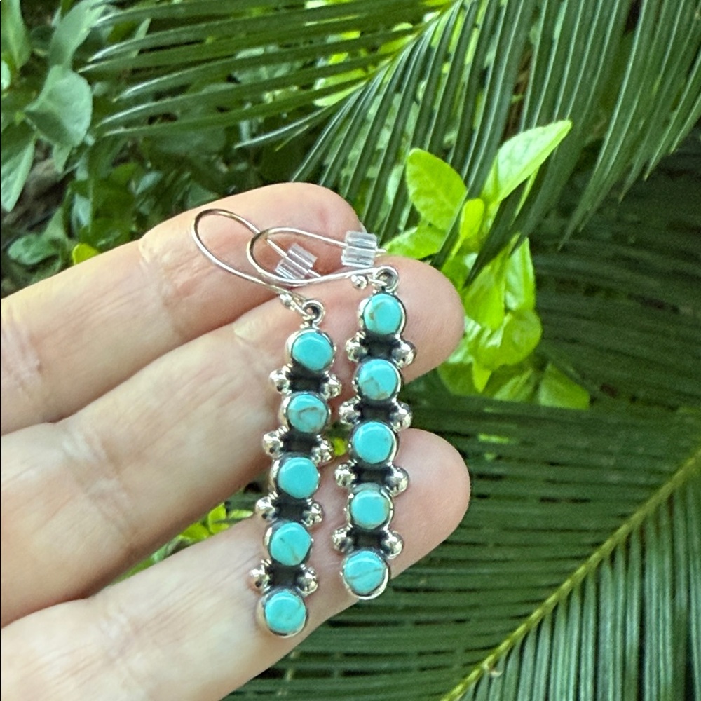 Elegant Silver and Turquoise Dangle Earrings